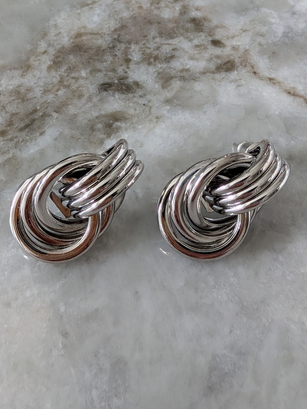 Silver Multi-Ring Knot Drop Earrings - Women Jewelry - Picture 3 of 8